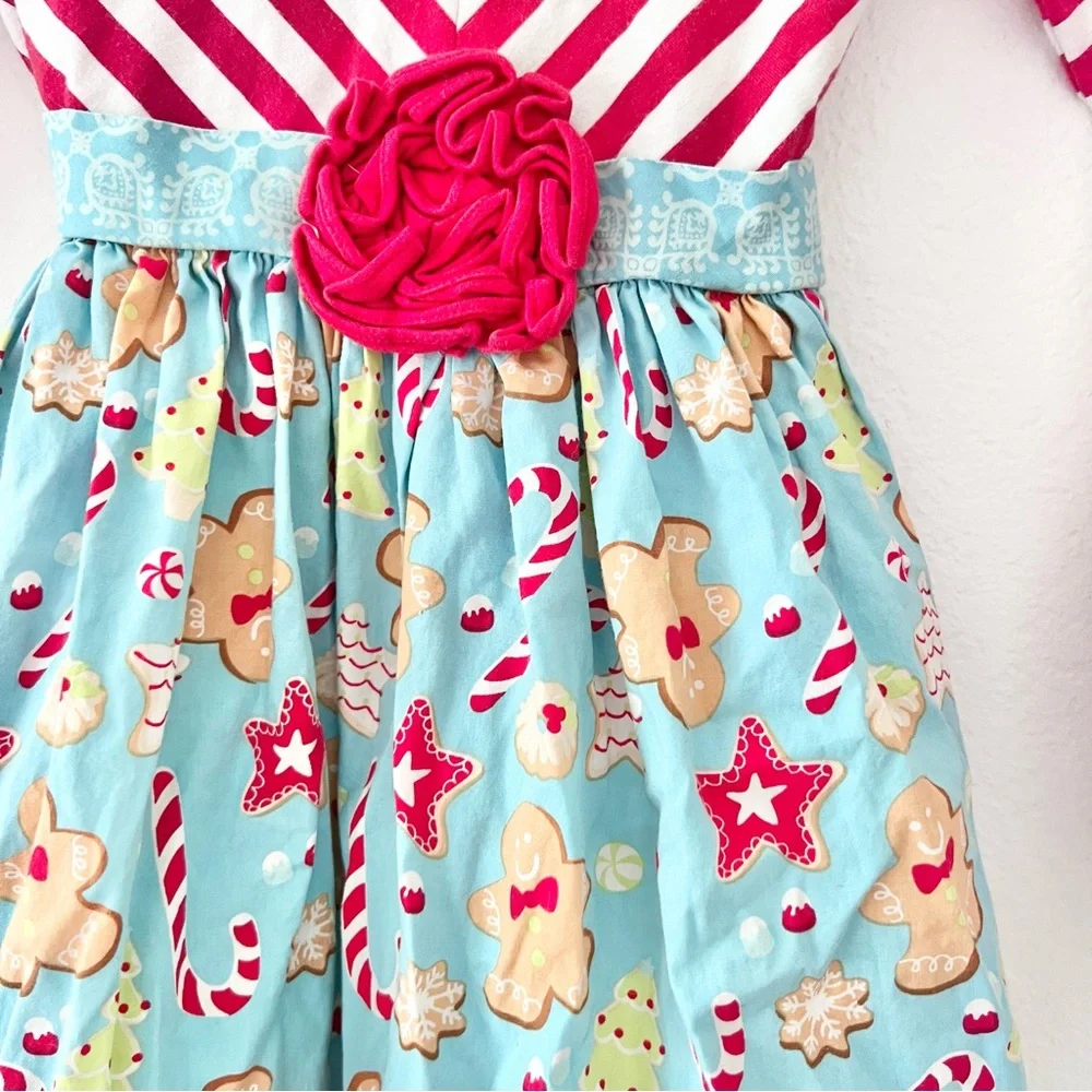 Counting Daisies Boutique Gingerbread Candy Cane Christmas Dress Sz 10